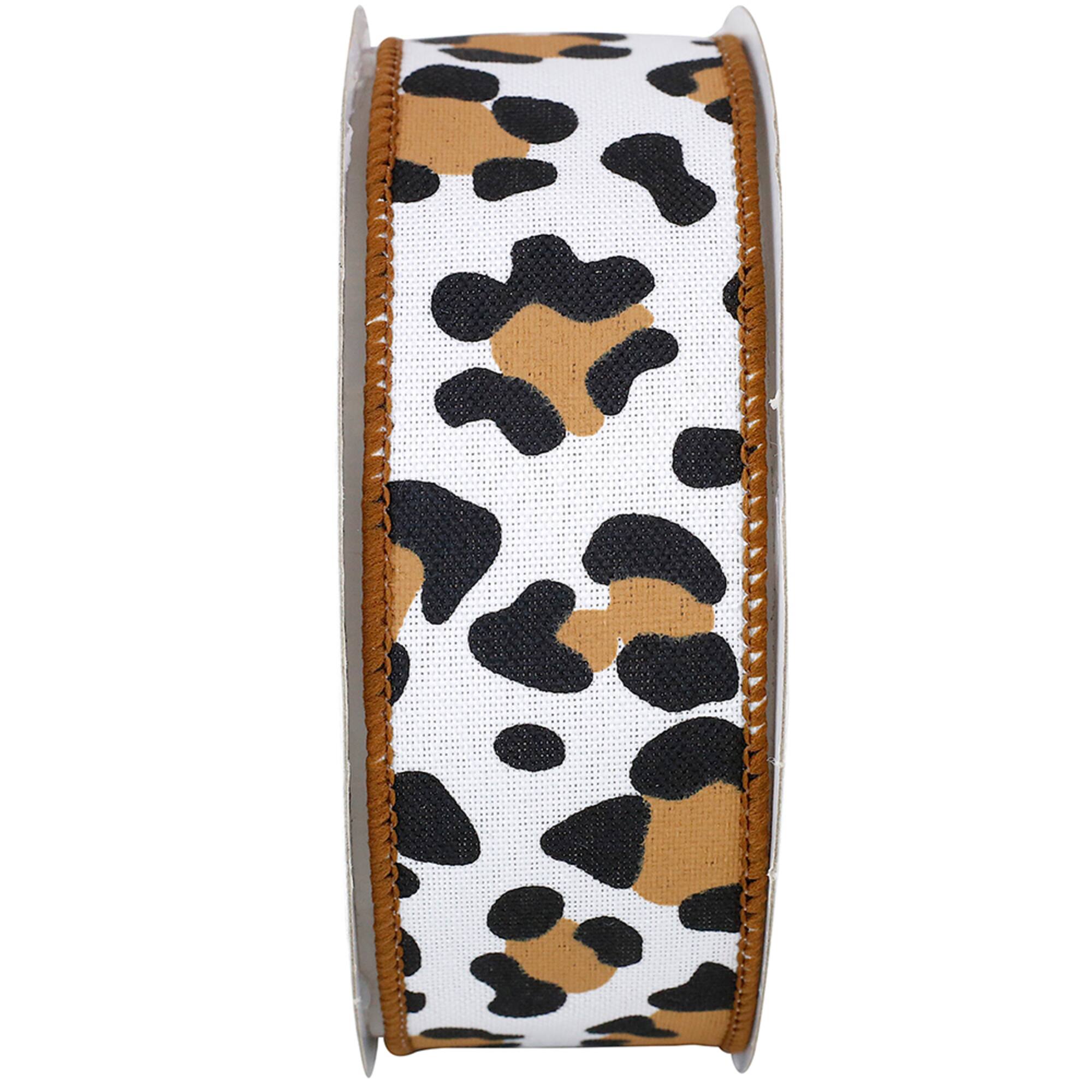Reliant Linen Wired Leopard Print Ribbon